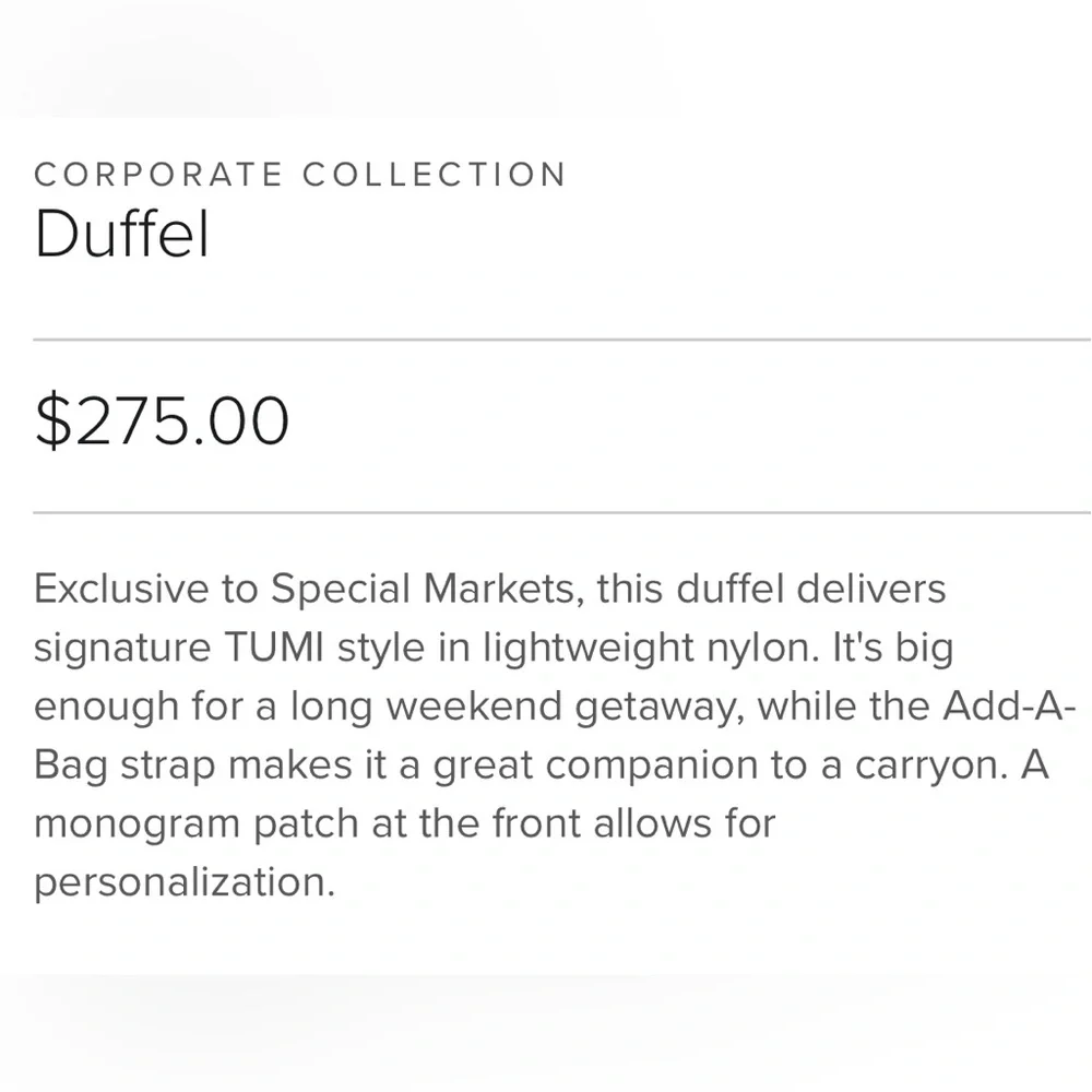 Tumi Corporate Collection Duffel Bag - Picture 5 of 14